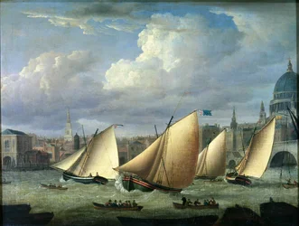 Yachts de la flotte de Cumberland partant de Blackfriars, Londres